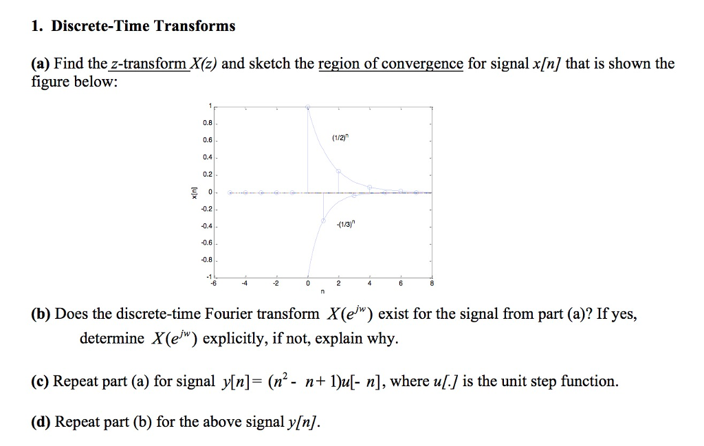 Solved 1. DiscreteTime Transforms (a) Find the ztransform