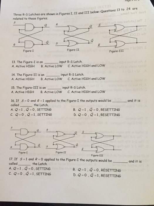 Solved 1. The Latches and the FlipFlops are the same
