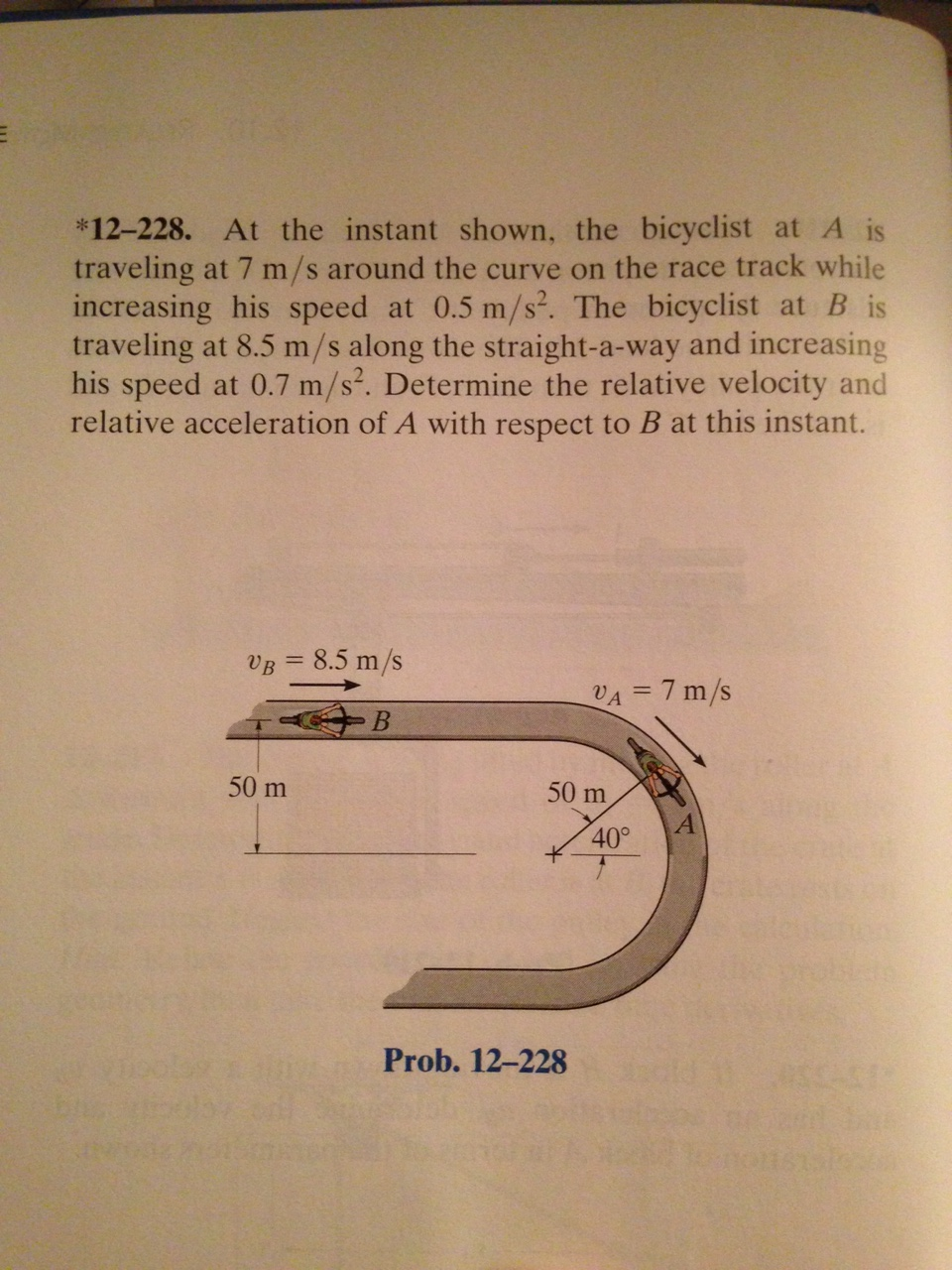 Solved At the instant shown, the bicyclist at A is traveling | Chegg.com
