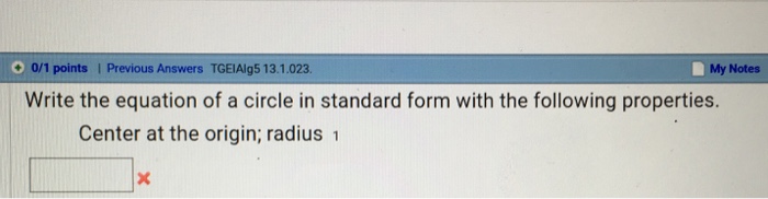 Solved Write the equation of a circle in standard form with | Chegg.com