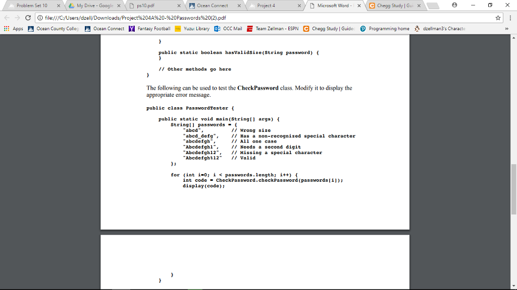 Solved In java he basically gave us a tester and code for | Chegg.com