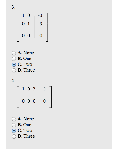 Solved How many free variables does each matrix have? 1 0 0 | Chegg.com