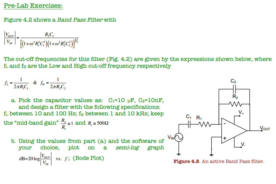 Solved Figure 4 2 Shows A Band Pass Filter With The Cut Off