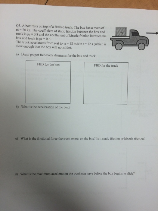 Solved A box rests on top of a flatbed truck. The box has a