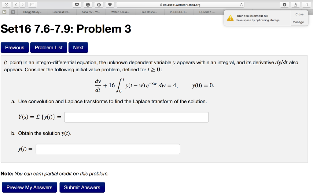 Solved In An Integro-differential Equation, The Unknown | Chegg.com