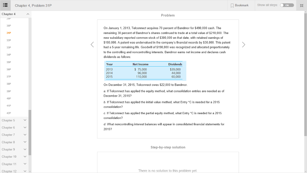 Solved On January 1, 2013, Telconnect acquires 70 percent of | Chegg.com