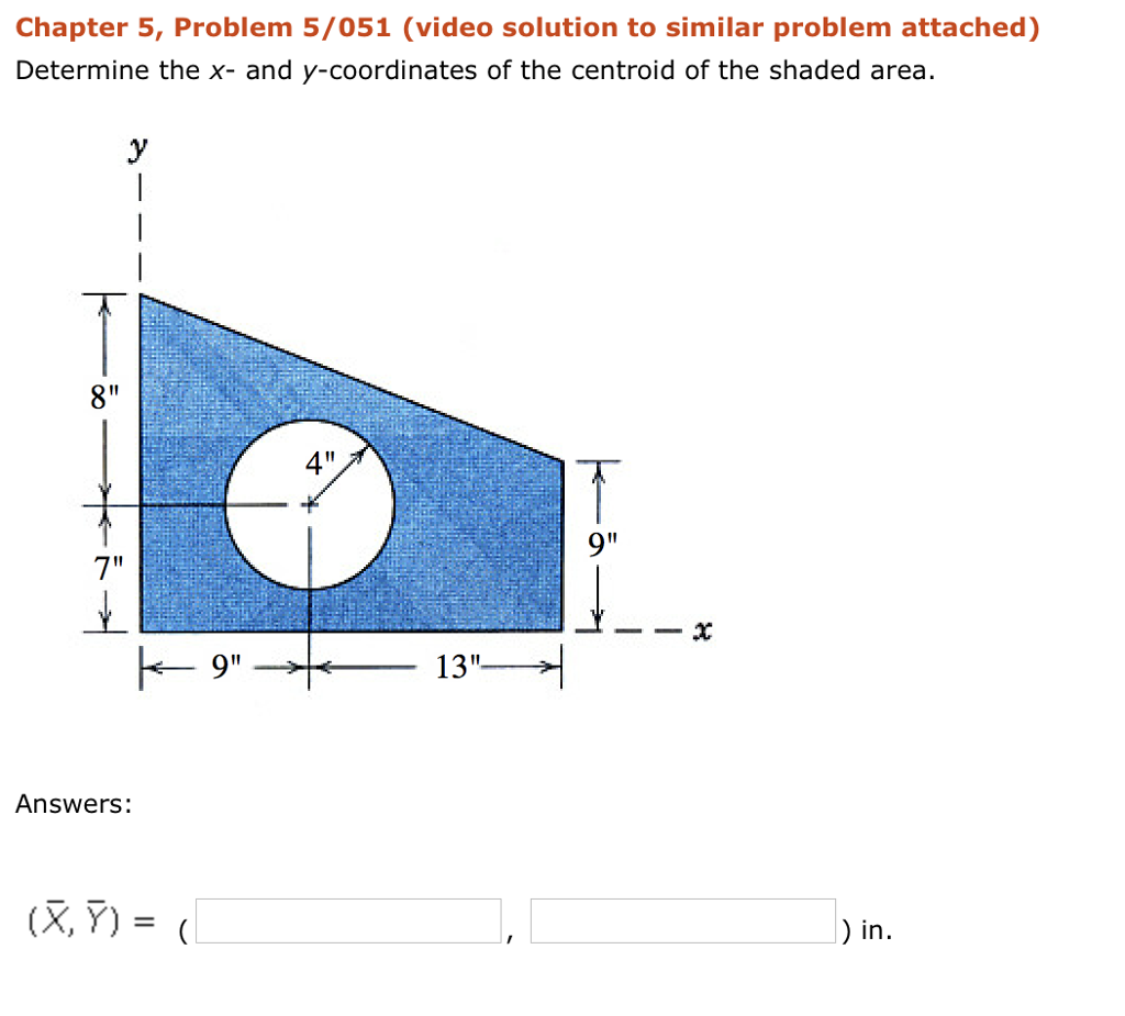 Solved Determine The X And Y Coordinates Of The Centroid Of 