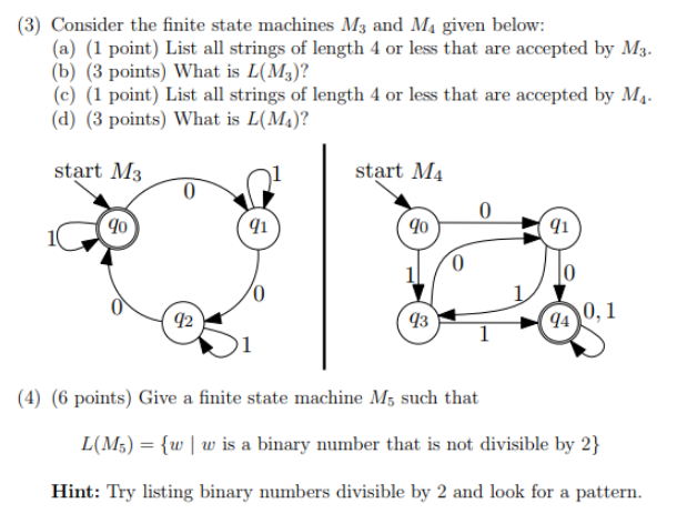 Solved (3) Consider the finite state machines Ms and Ms | Chegg.com