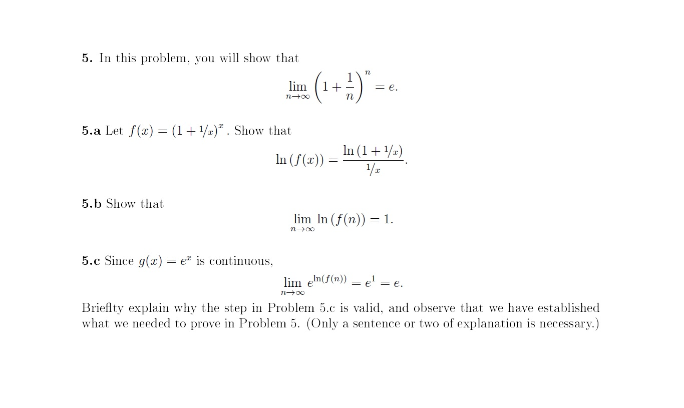 Solved In This Problem You Will Show That Lim N Right