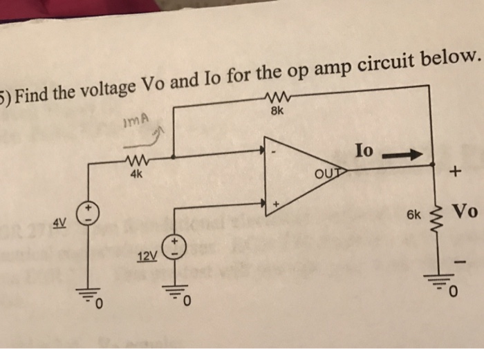 Solved Find the voltage Vo and Io for the op amp circuit | Chegg.com