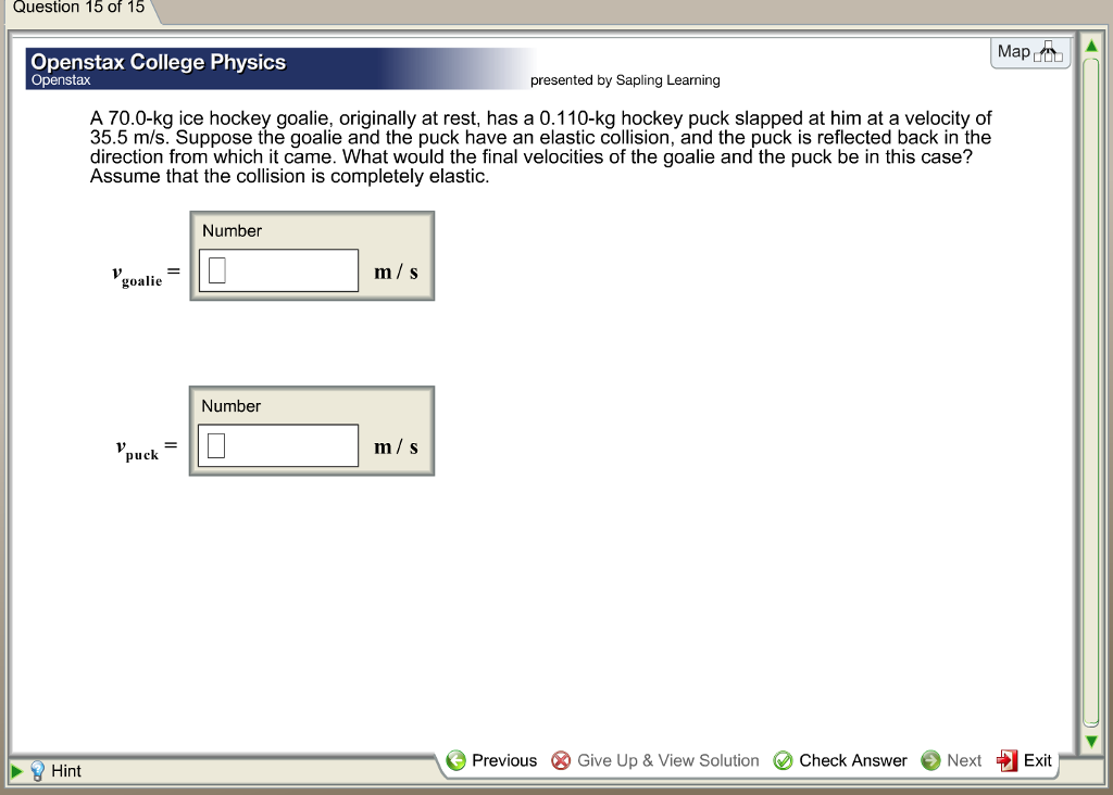 Solved A 70.0kg ice hockey goalie, originally at rest, has