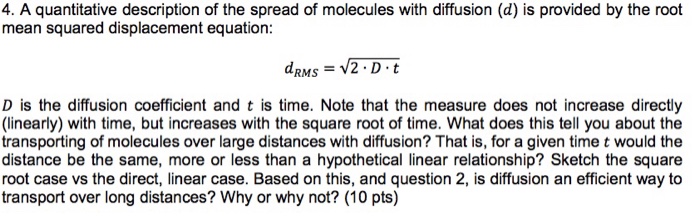 Solved A quantitative description of the spread of molecules | Chegg.com