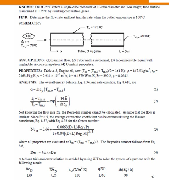 Solved HELP!!! An oil preheater consists of a single tube of | Chegg.com