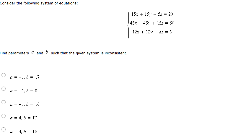 Solved Consider the following system of equations: {15x + | Chegg.com