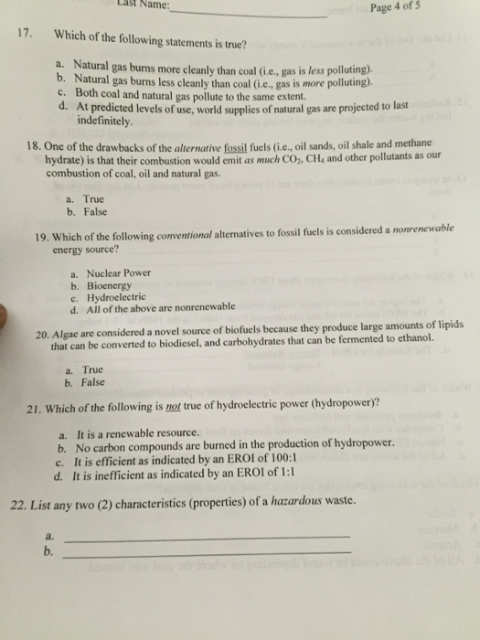 Solved Which of the following statement true? Natural gas | Chegg.com