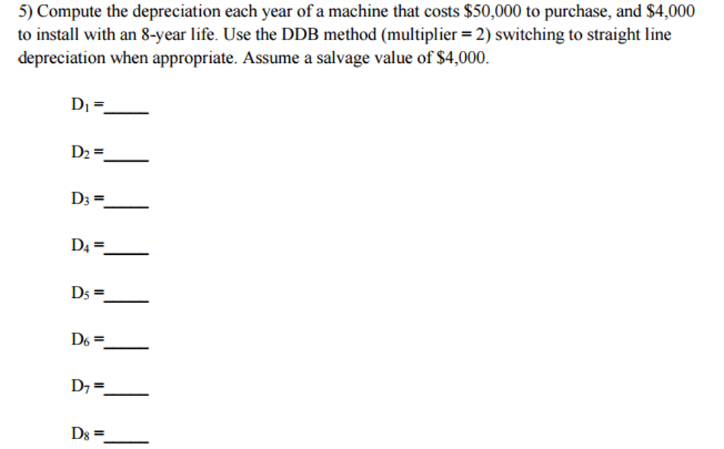 Solved Compute The Depreciation Each Year Of A Machine That | Chegg.com