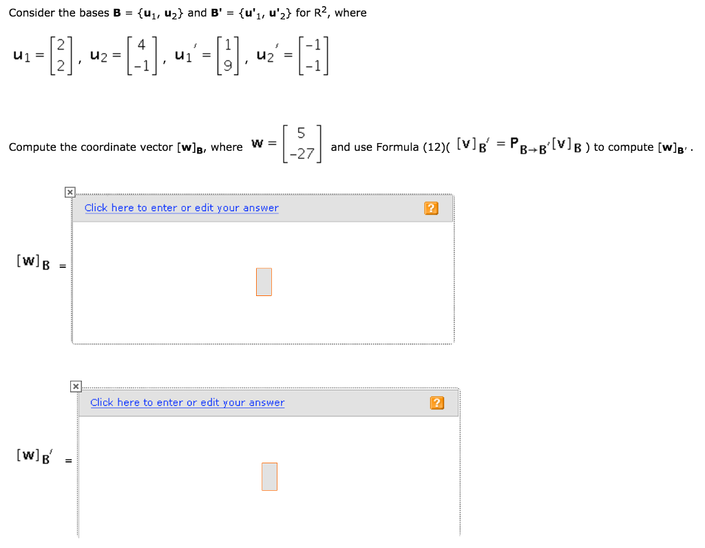 Solved Consider The Bases B = {u_1 U_2} And B' = {u'_1 U'_2} | Chegg.com