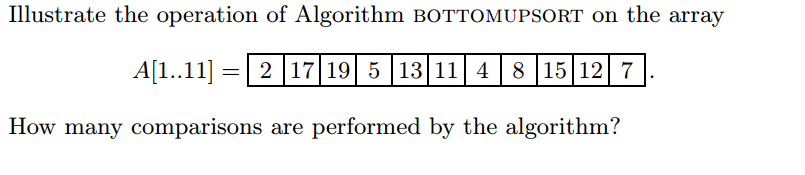 Solved Illustrate the operation of Algorithm BOTTOMUPSORT on | Chegg.com