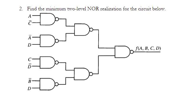 Solved 2. Find the minimum two-level NOR realization for the | Chegg.com