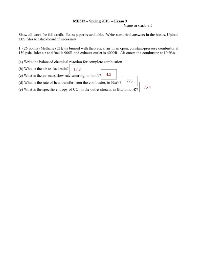 Solved ME313 -Spring 2015 -Exam 3 Name or student #: Show | Chegg.com