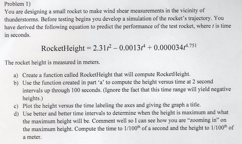 Solved You are designing a small rocket to make wind shear | Chegg.com