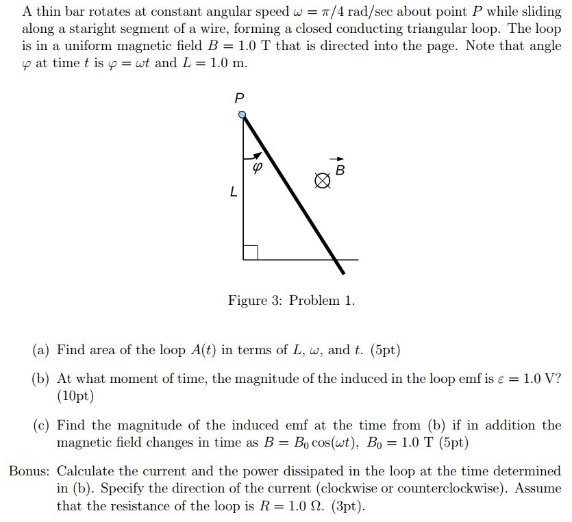 Solved A Thin Bar Rotates At Constant Angular Speed Omega = 