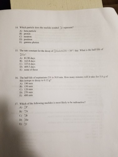 Solved Which Particle Does The Nuclide Symbol Represent E Chegg