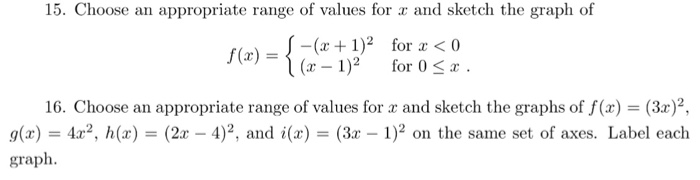 Solved Choose an appropriate range of values for x and | Chegg.com