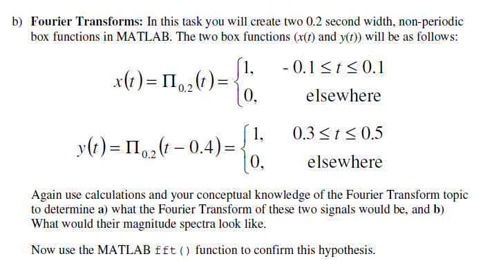 B) Fourier Transforms: In This Task You Will Create | Chegg.com