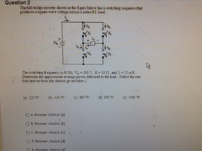 Solved The full-bridge inverter shown in the figure below | Chegg.com