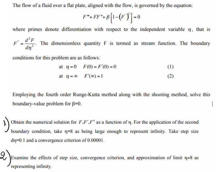 Solved The Flow Of A Fluid Over A Flat Plate Aligned With Chegg