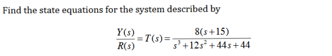 Solved Find the state equations for the system described by | Chegg.com