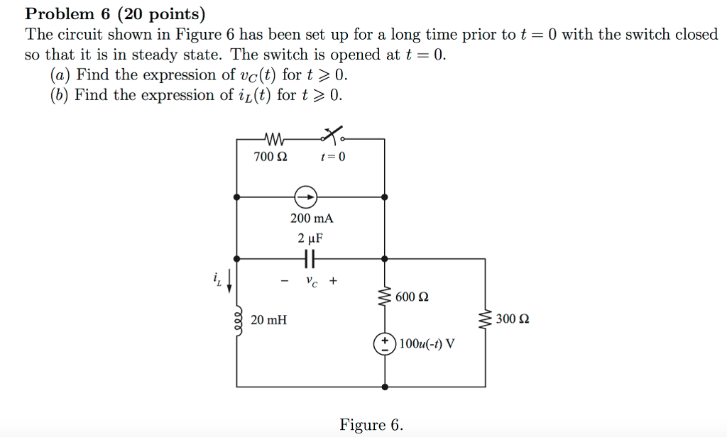 Solved Problem 6 (20 points) The circuit shown in Figure 6 | Chegg.com