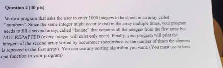 Solved Write a program that asks the user to enter 1000 | Chegg.com