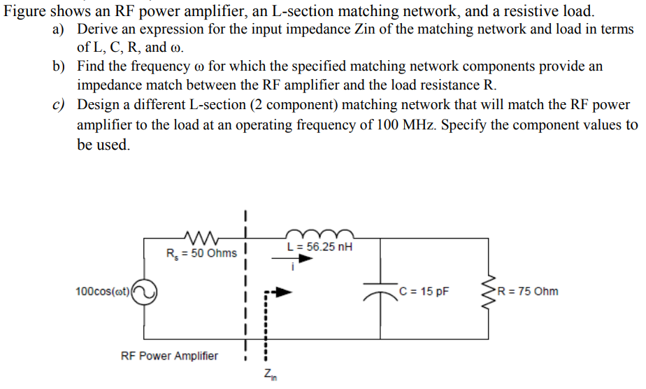 Solved Figure shows an RF power amplifier, an Lsection