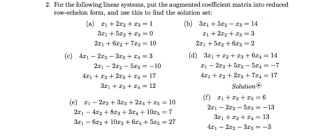 Solved 2. For the following linear systems, put the | Chegg.com