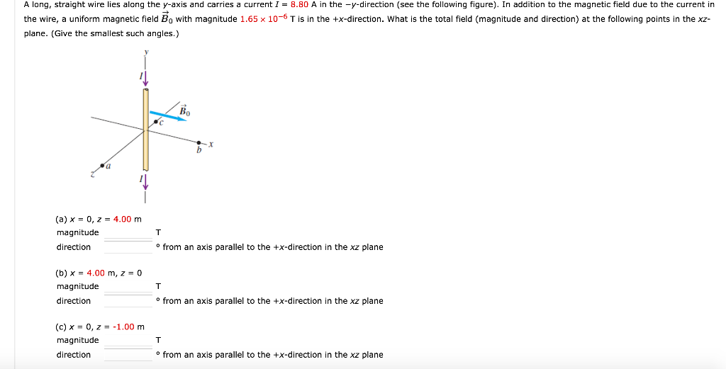 Solved A long, straight wire lies along the y-axis and | Chegg.com