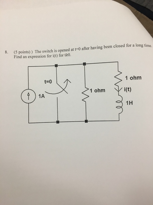 Solved The switch is opened at t = 0 after having been | Chegg.com