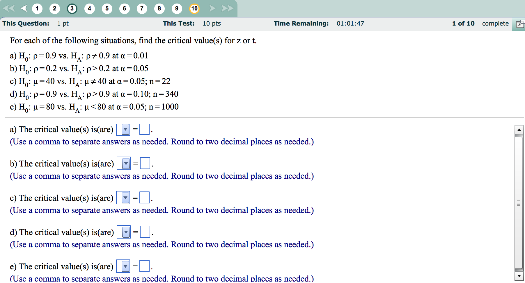 Solved: For Each Of The Following Situations, Find The Cri... | Chegg.com