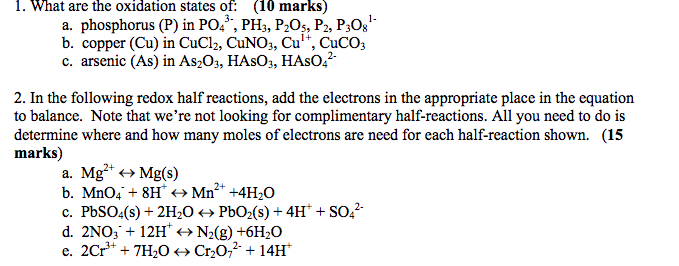 Solved 1. What are the oxidation states of: (10 marks) a. | Chegg.com