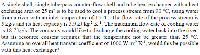 Solved A single shell, single tube-pass counter-flow shell | Chegg.com