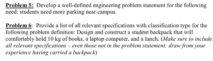 Solved Problem 5: Develop a well-defined engineering problem | Chegg.com