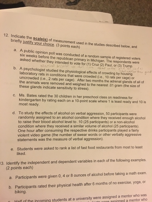Solved Indicate the scale(s) of measurement used in the