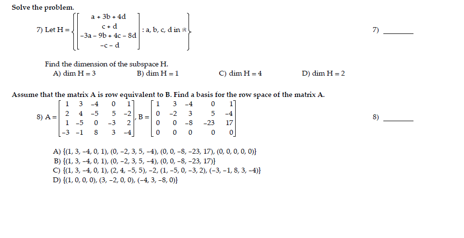 Solved Solve The Problem Find The Dimension Of The Chegg Solved Solve The Problem Find The Dimension Of The Chegg