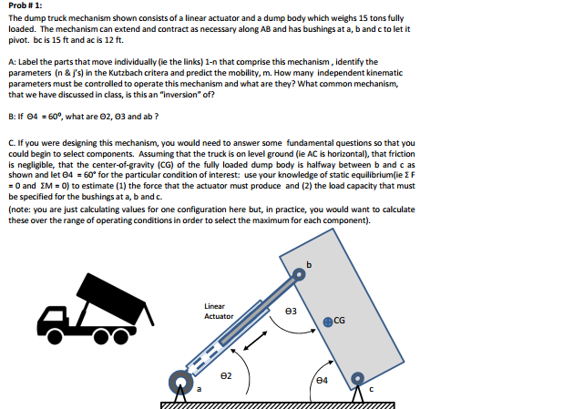 Solved The Dump Truck Mechanism Shown Consists Of A Linear Chegg Com