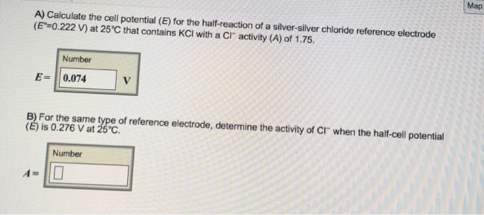 Solved Calculate the cell potential (E) for the | Chegg.com