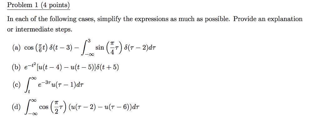 Solved Problem 1 (4 points) In each of the following cases, | Chegg.com