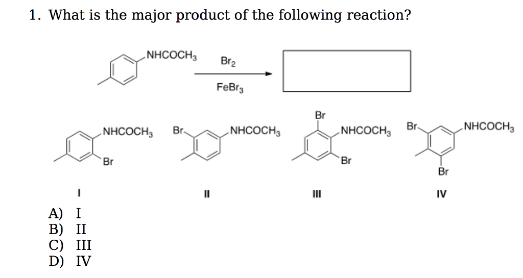 Solved 1. What is the major product of the following | Chegg.com