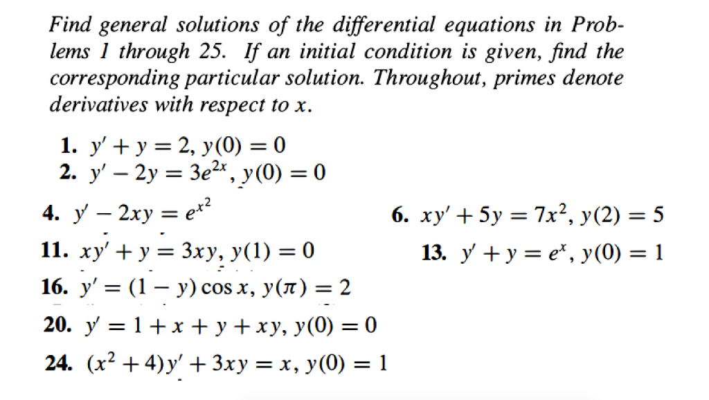 Solved Find General Solutions Of The Differential Equations 5939