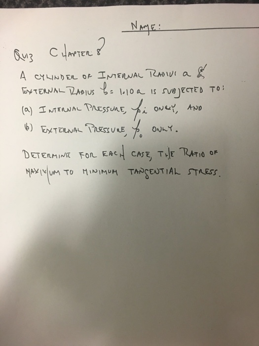 Solved A cylinder of internal radius a & external radius b = | Chegg.com